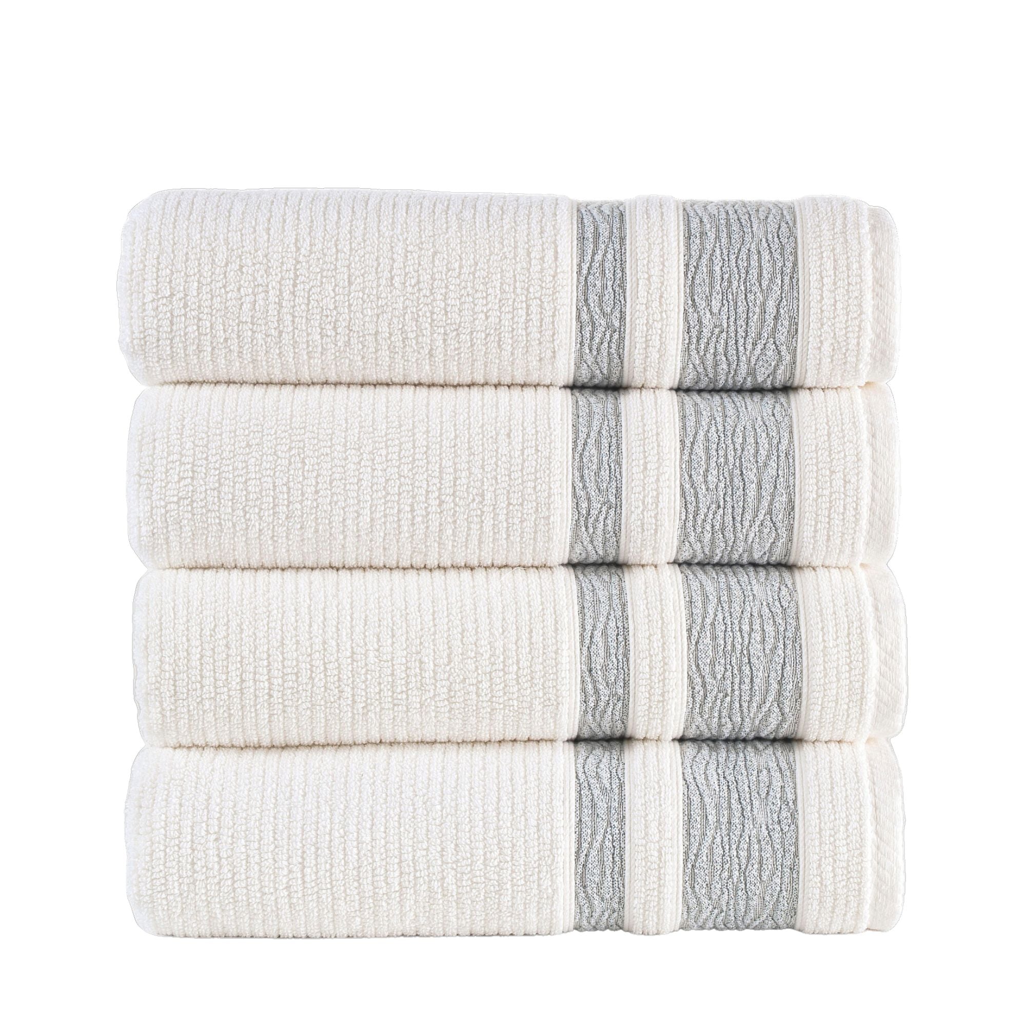 Jacquard Turkish Cotton Bath Towels - 4 Piece Set Arconiz