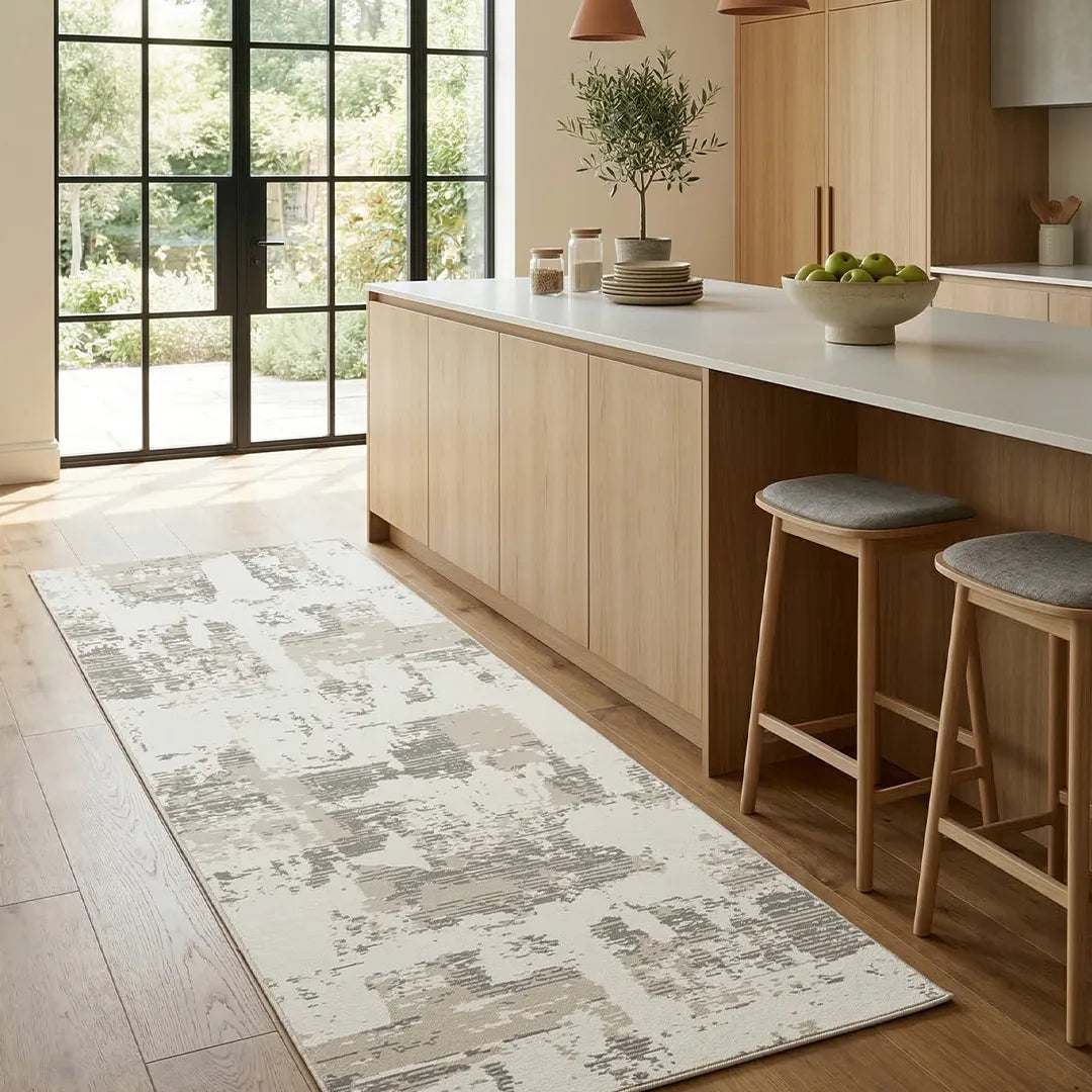 Ivory Distressed Abstract Area Rug