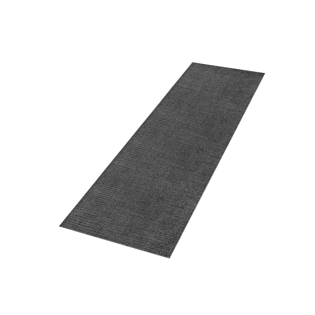 Machine washable solid dark gray area rug, 100% recycled material, kid and pet-friendly, eco-friendly