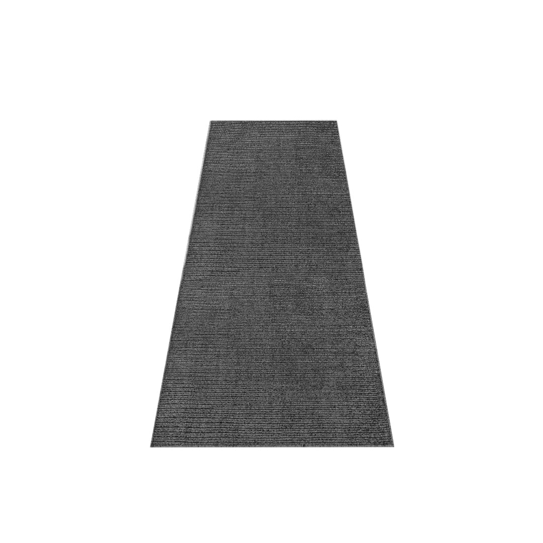 Machine washable solid dark gray area rug, 100% recycled material, kid and pet-friendly, eco-friendly