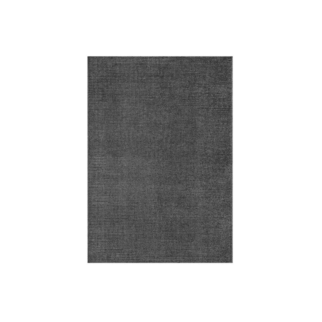 Machine washable solid dark gray area rug, 100% recycled material, kid and pet-friendly, eco-friendly