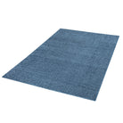 Machine washable solid blue area rug in slate blue color, made from recycled materials, kid and pet-friendly, available in sizes 2x6, 3x5, 5x7, 8x10