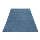 Machine washable solid blue area rug in slate blue color, made from recycled materials, kid and pet-friendly, available in sizes 2x6, 3x5, 5x7, 8x10