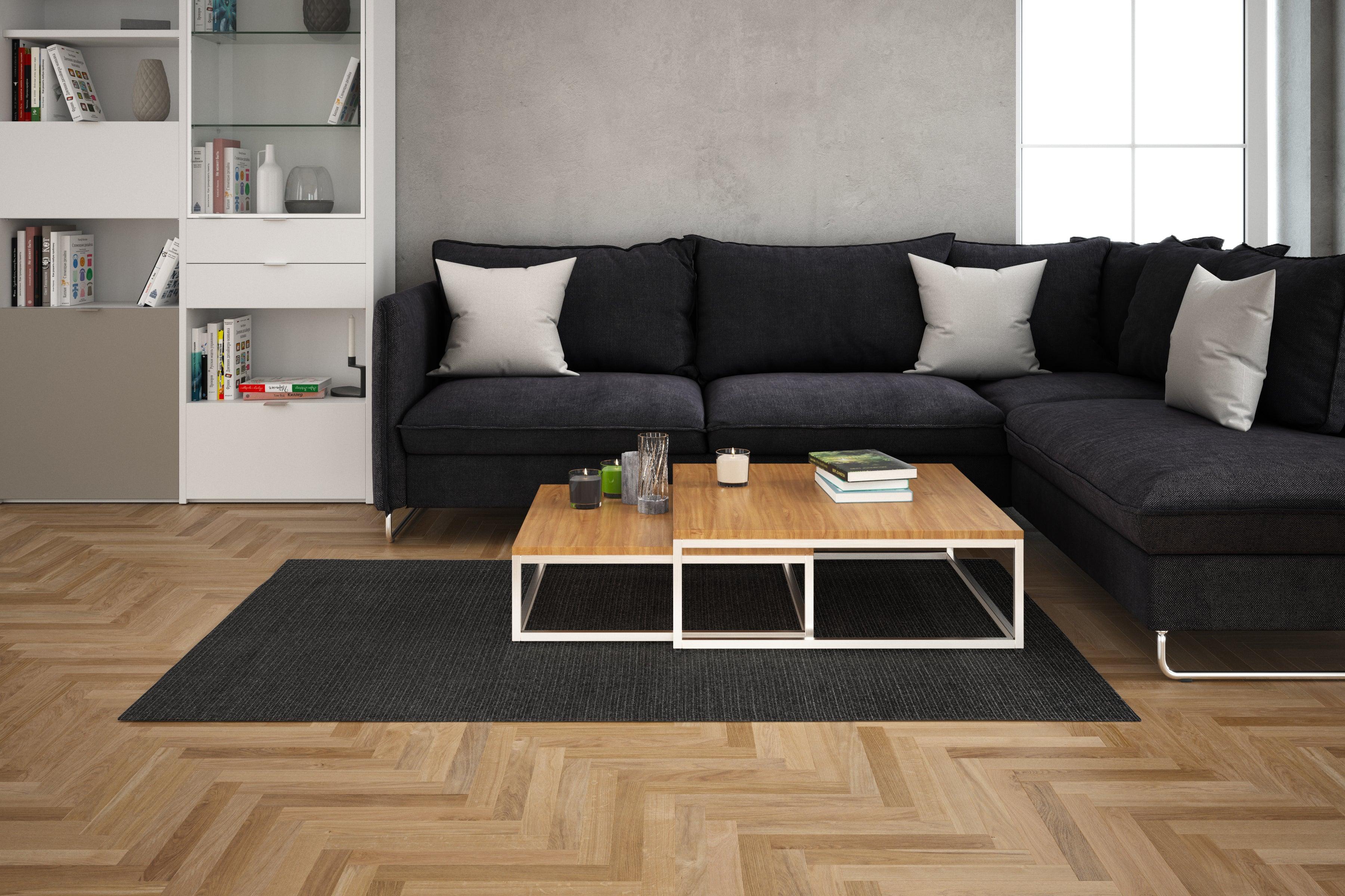 Black Solid Area Rug, Machine Washable - LOL-9500-BLA-2X6-4.4 - Arconiz