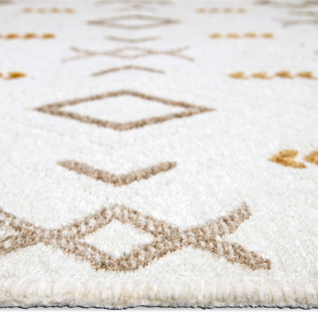 Reversible and machine washable geometric area rug for living room - white and orange, available in 3x5, 5x7, 8x38