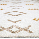 Reversible and machine washable geometric area rug for living room - white and orange, available in 3x5, 5x7, 8x27