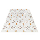 Reversible and machine washable geometric area rug for living room - white and orange, available in 3x5, 5x7, 8x26