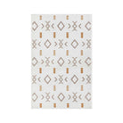 Reversible and machine washable geometric area rug for living room - white and orange, available in 3x5, 5x7, 8x10