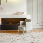 Reversible and machine washable geometric area rug for living room - white and orange, available in 3x5, 5x7, 8x10