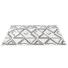 Machine washable reversible brown and white geometric area rug, eco-friendly recycled material, kid and pet friendly, tribal pattern, available in 3x5, 5x7, and 8x10 sizes