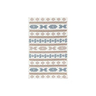 Machine Washable Reversible Geometric Tribal Area Rug, Blue & Beige, Eco-Friendly Recycled Material, Kid and Pet Friendly