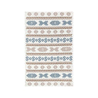 Machine Washable Reversible Geometric Tribal Area Rug, Blue & Beige, Eco-Friendly Recycled Material, Kid and Pet Friendly