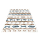 Machine Washable Reversible Geometric Tribal Area Rug, Blue & Beige, Eco-Friendly Recycled Material, Kid and Pet Friendly