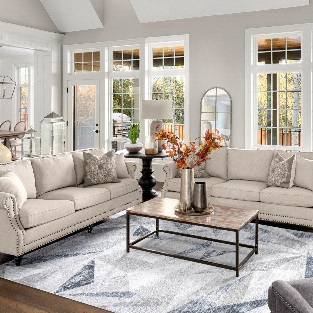 Blue and Gray Geometric High Pile Area Rug - RUB-23002-NAV-8X10-5.1 - Arconiz