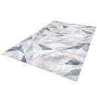 Blue and Gray Geometric High-Pile Area Rug in 3x5 and 8x10 sizes, durable, modern design, soft, no shedding