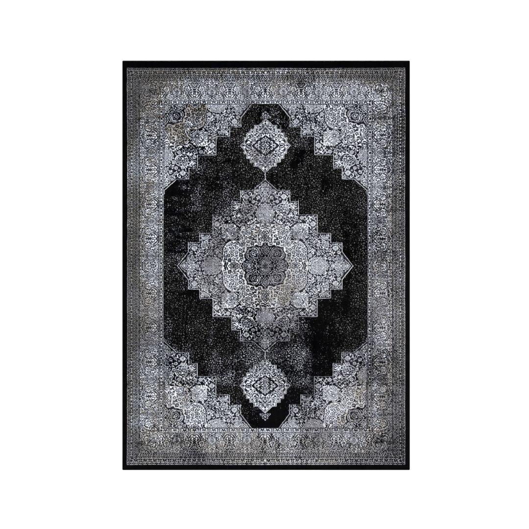 5x7 Black and White Area Rug - Soft, High Density, No Shedding - RUB-27216-BLA-5X7-5.1 - Arconiz
