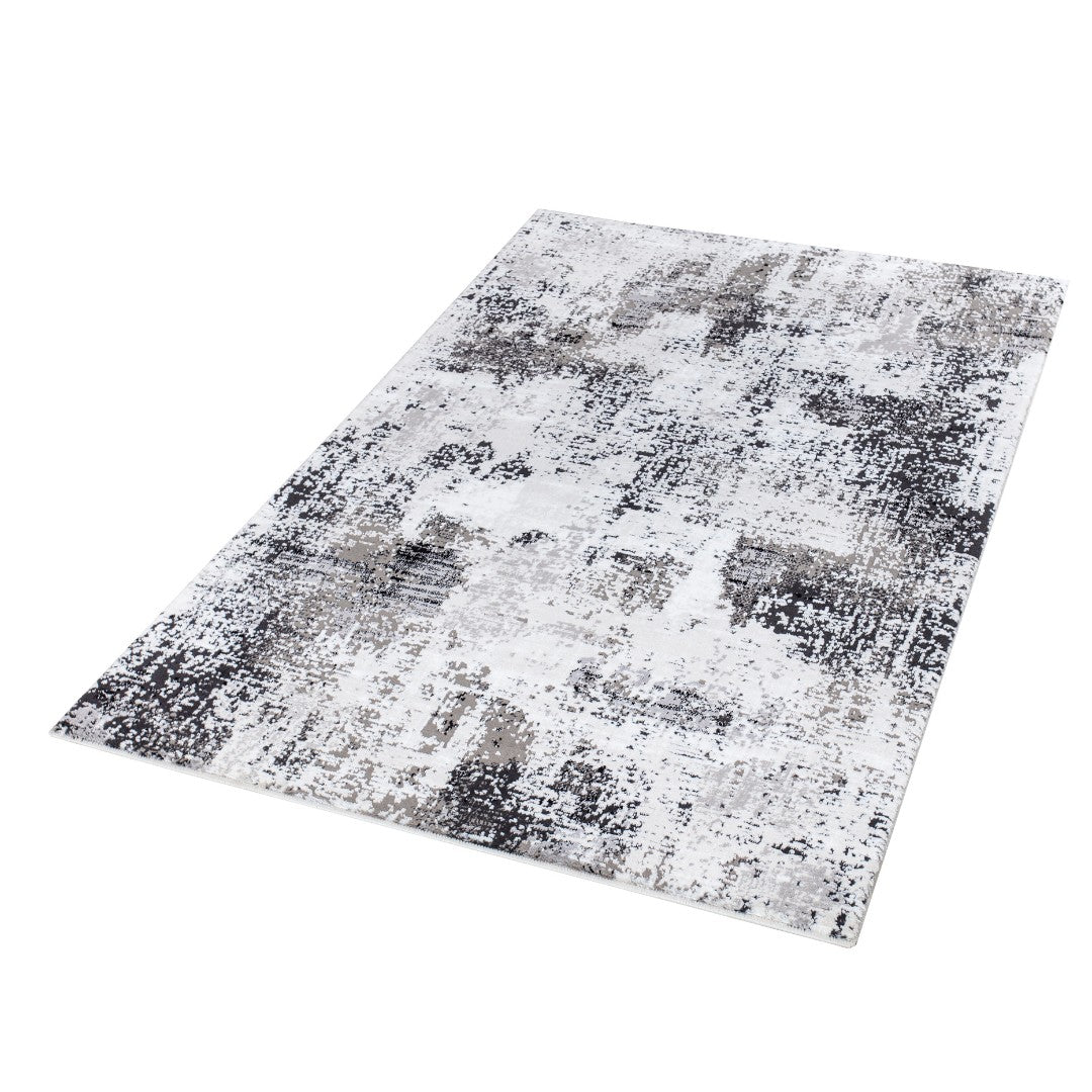 Gray and Black Abstract Area Rug - High Pile, Soft, Durable for High Traffic, 3x5 and 8x10 Sizes