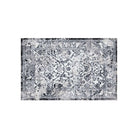 Floral Vintage Area Rug, Black and White, Distressed Decorative Border, Soft High Pile, Durable for High Traffic, Non-Shedding, Available in 3x5, 5x7, and round sizes