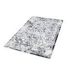 Floral Vintage Area Rug, Black and White, Distressed Decorative Border, Soft High Pile, Durable for High Traffic, Non-Shedding, Available in 3x5, 5x7, and round sizes