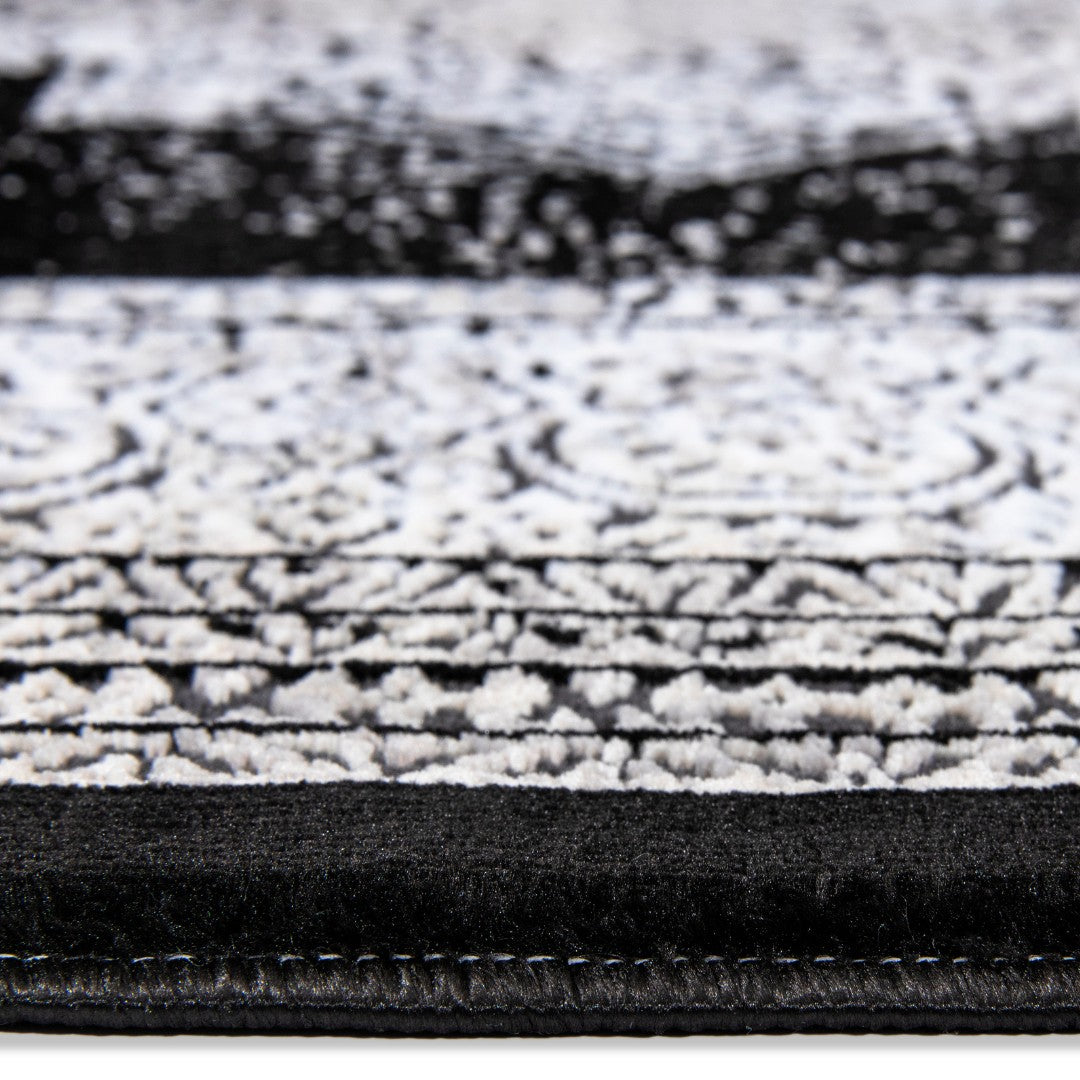 5x7 black and white area rug, soft, high density, no shedding, durable for high traffic areas, modern design, thick, plush