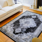 5x7 black and white area rug, soft, high density, no shedding, durable for high traffic areas, modern design, thick, plush