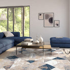 Modern Geometric Area Rug 5x7 in Beige, Blue, and Gray – High Density, Soft Under the Feet, High Pile Height, Durable for High Traffic, No Shedding