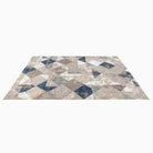 Modern Geometric Area Rug 5x7 in Beige, Blue, and Gray – High Density, Soft Under the Feet, High Pile Height, Durable for High Traffic, No Shedding