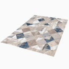 Modern Geometric Area Rug 5x7 in Beige, Blue, and Gray – High Density, Soft Under the Feet, High Pile Height, Durable for High Traffic, No Shedding