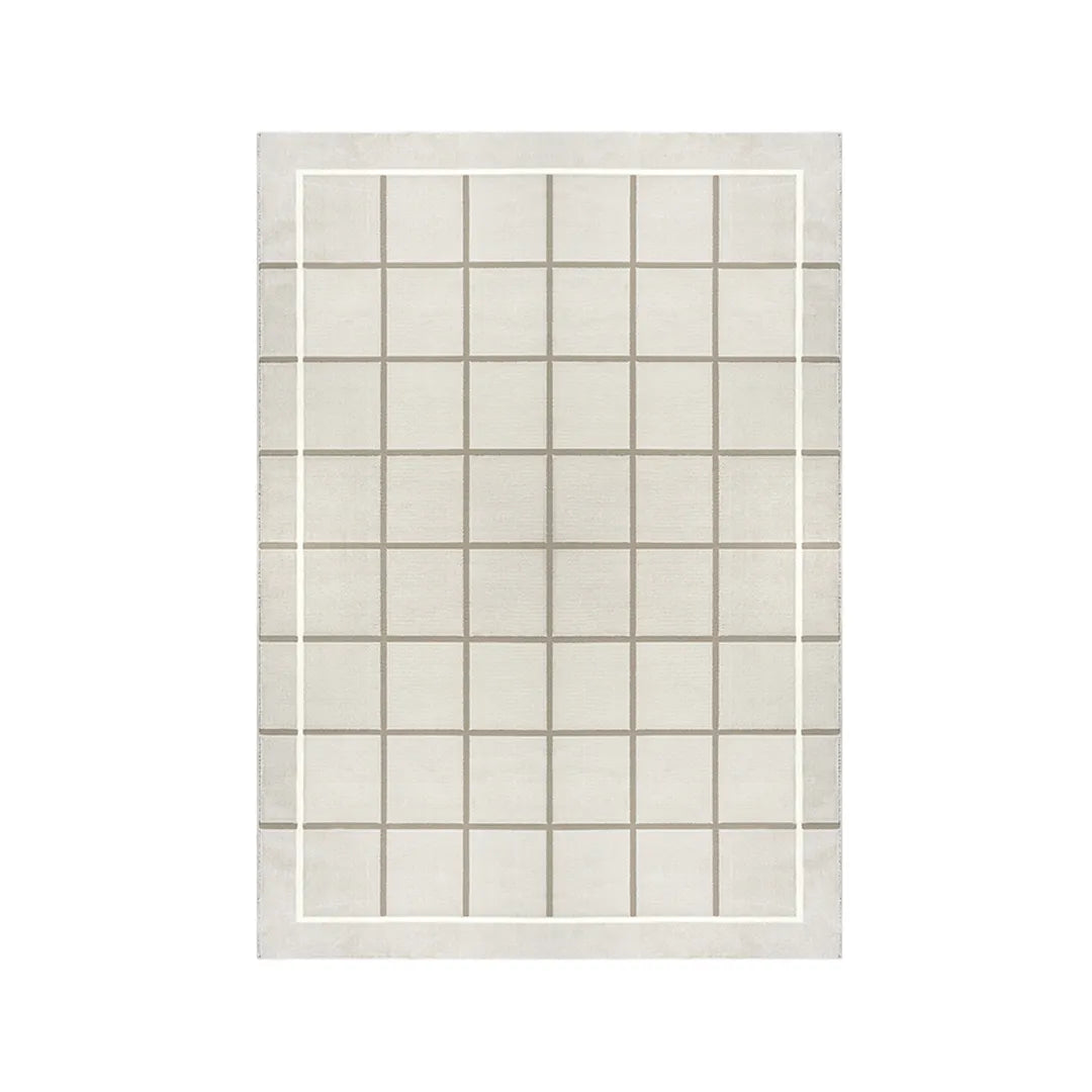 Beige Grid Area Rug