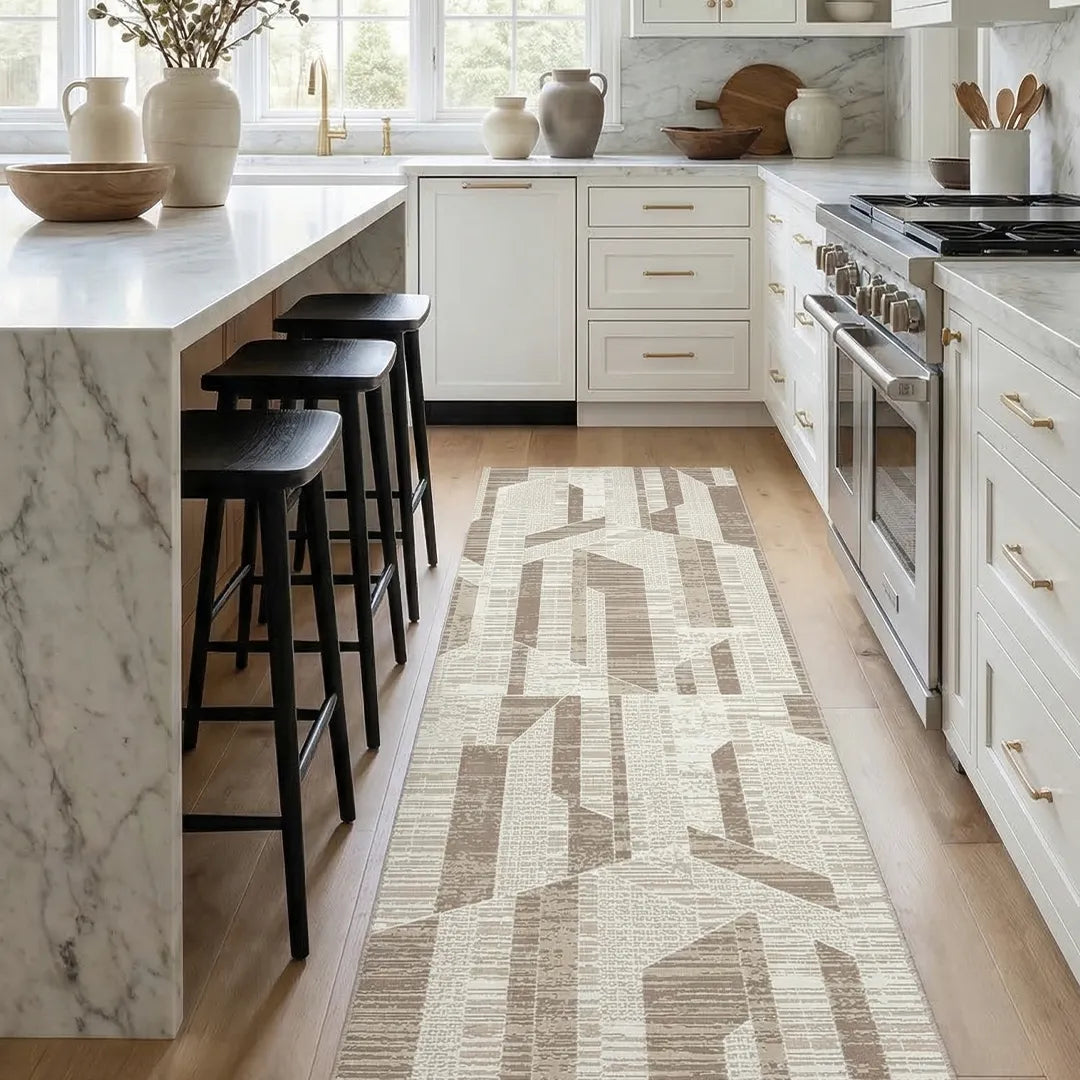 Beige Architectural Geometric Area Rug