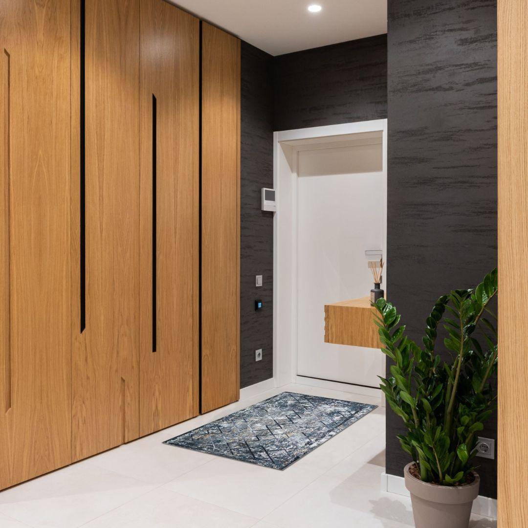 Machine Washable Area Rug, Blue Gray Distressed Design, Recycled Material - SAP-9xN1005-GRE-2X3-5.1.1 - Arconiz