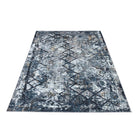 Machine Washable Blue Gray Area Rug - Recycled Material, Kid and Pet Friendly