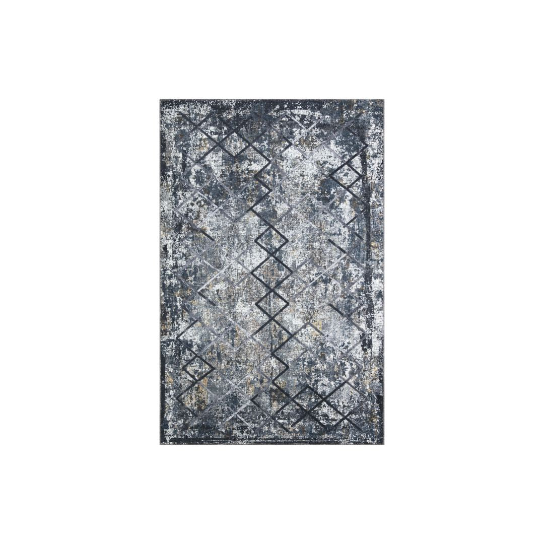 Machine Washable Blue Gray Area Rug - Recycled Material, Kid and Pet Friendly