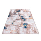 Machine Washable Multicolor Area Rug in 3x5 or 5x7, Pet and Kid Friendly, Eco-Friendly Recycled Material, Modern Abstract and Distressed Vintage Design, Gray, Blue, Beige