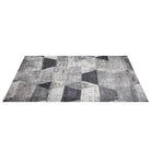 Gray and Black Abstract Contemporary Rug Machine Washable