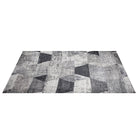 Gray and Black Abstract Contemporary Rug Machine Washable