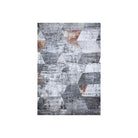 Machine washable geometric pattern distressed blue and gray area rug available in 2x6, 5x7, 8x10 sizes. Kid and pet friendly, made from recycled materials. Suitable for contemporary or modern living rooms and high traffic areas.