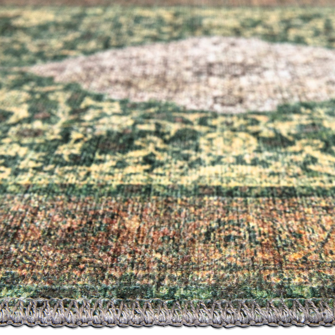 Machine Washable Green and Beige Area Rug, Eco-Friendly, Kid-Friendly, Pet-Friendly, Recycled Material, available in 2x3, 3x5 sizes