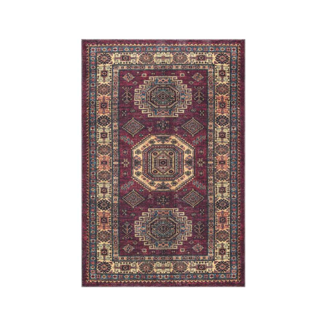 Machine Washable Burgundy Area Rug, Eco-Friendly, Recycled, Kid and Pet Friendly, Stain Resistant, available sizes 2X3, 2X6, 3X5, 5X7