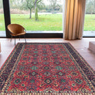 Machine washable area rug made from recycled material, available in red and blue, kid and pet friendly, eco-friendly