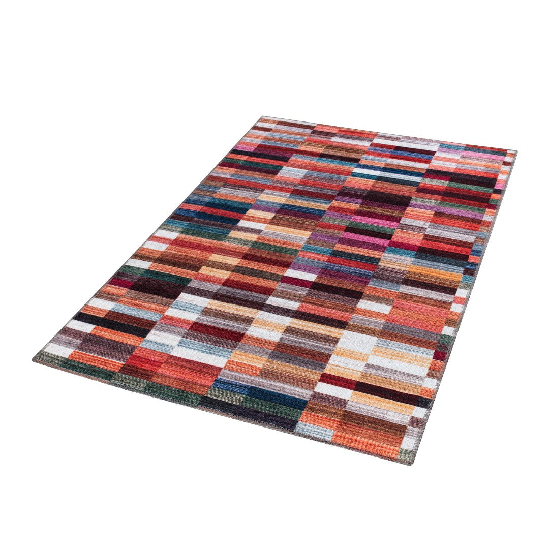 Multicolor Patterned Stripe Rug