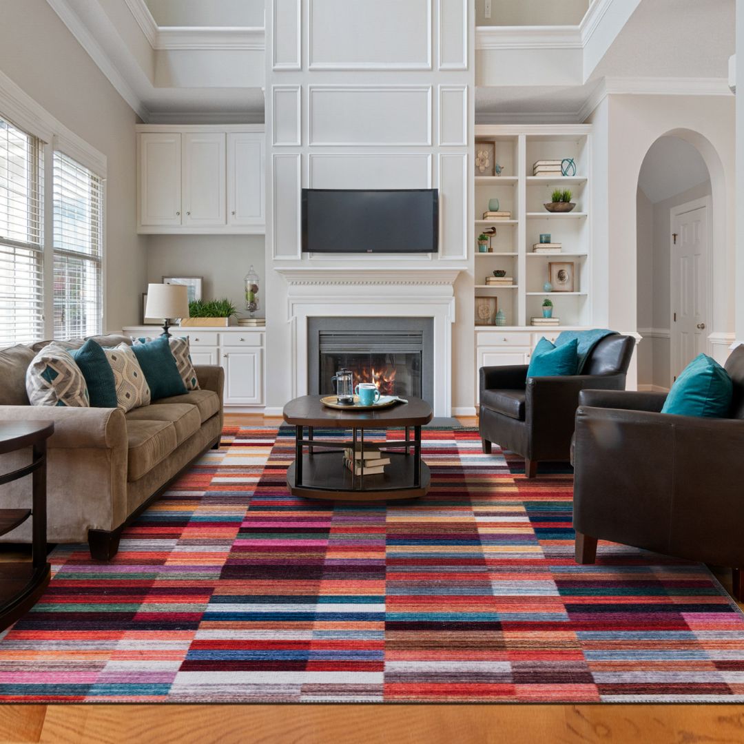 Multicolor Patterned Stripe Rug