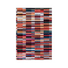 Multicolor geometric area rug, machine washable, kid and pet friendly, eco-friendly recycled material, contemporary striped design, available in sizes 2x6, 3x5, 5x7, 8x10