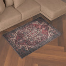 Machine washable burgundy area rug made from recycled materials, kid friendly, pet friendly, sizes 2x3 to 8x10, eco-friendly, durable for high traffic areas.