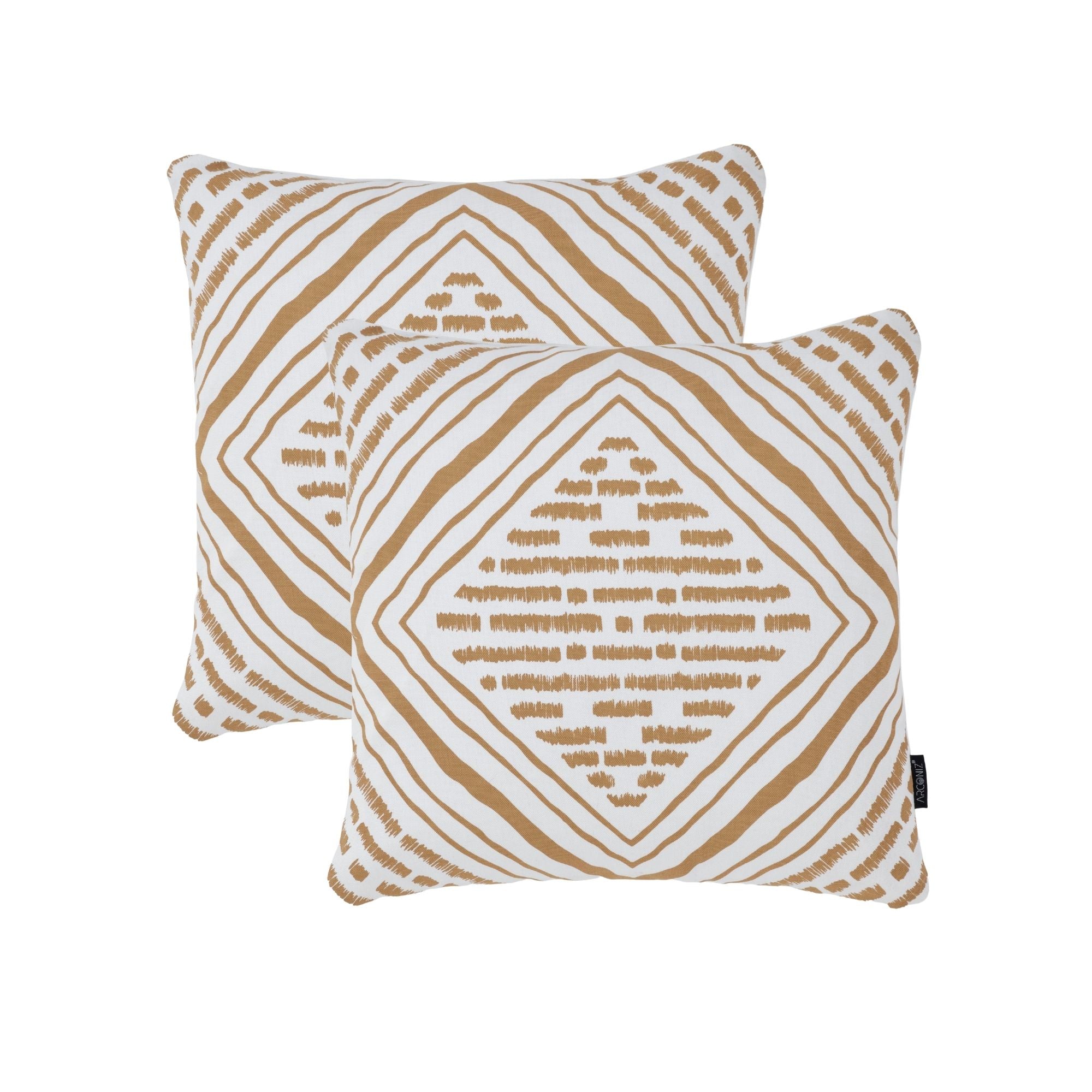 Brown Geometric Cotton Pillow Covers Arconiz