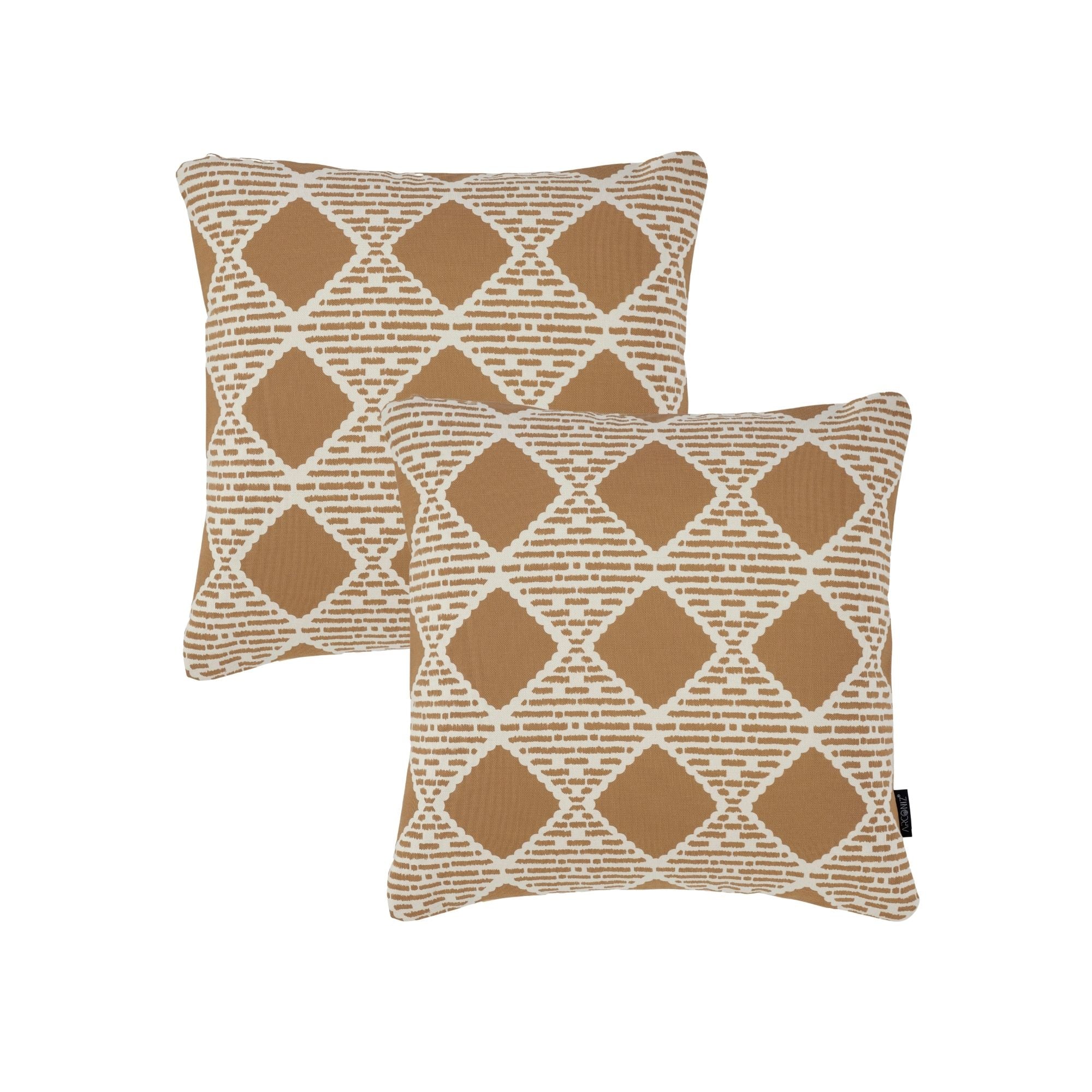 Brown Diamond Geometric Cotton Pillow Covers Arconiz