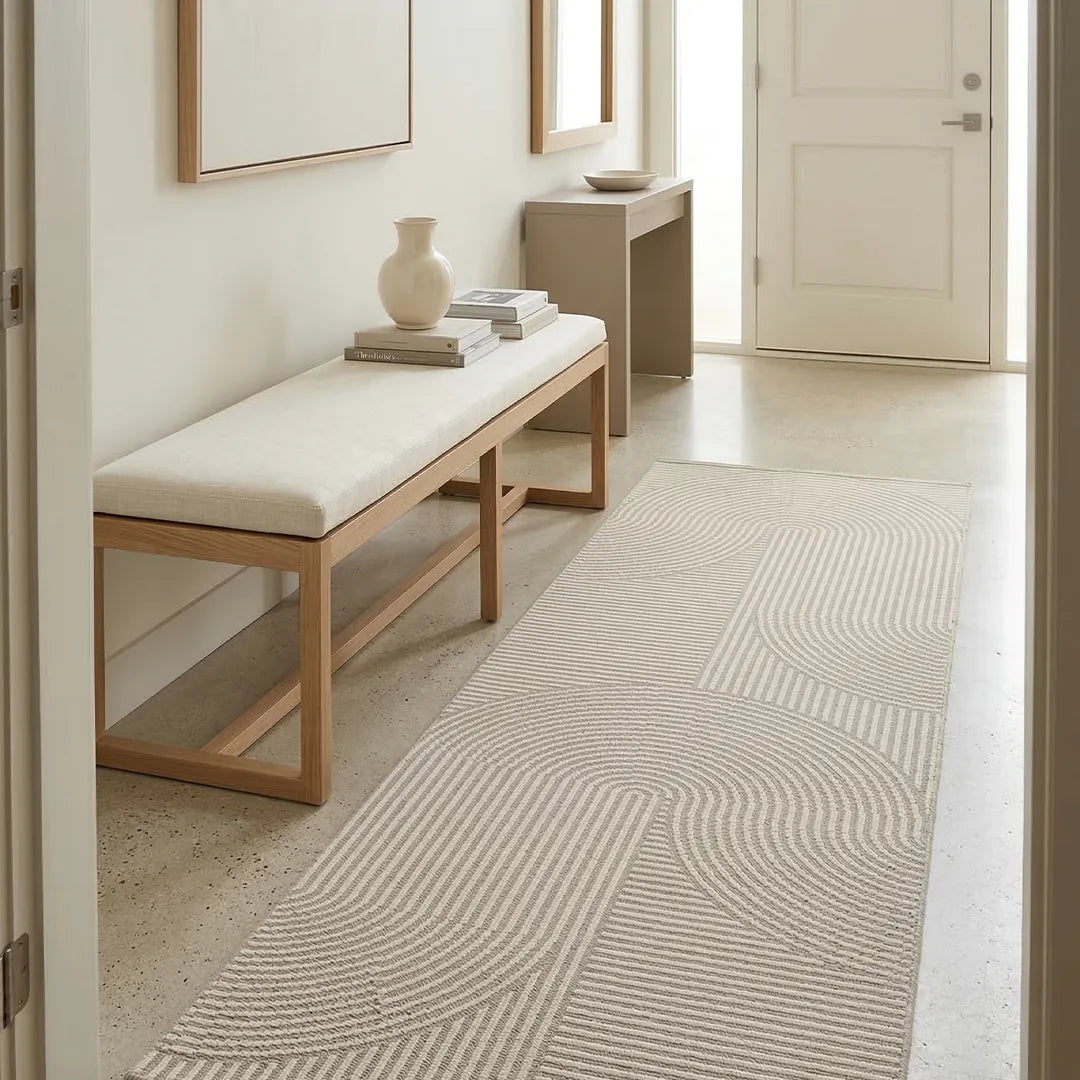 Beige Contour Line Area Rug