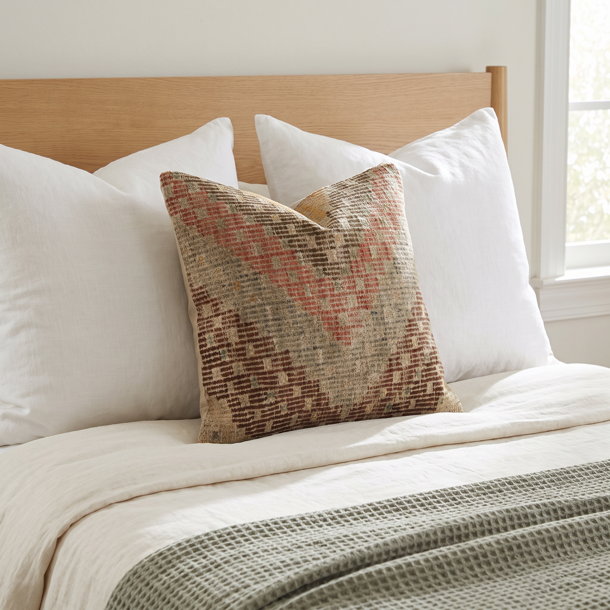 Beige Neutral Chevron Pillow Cover 20x20 - bedroom - K-0051