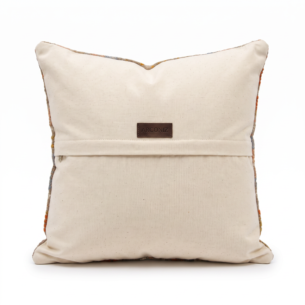 Rust Boho Medallion Pillow Cover 20x20 - cotton canvas back with hidden zipper and Arconiz label - K-0054
