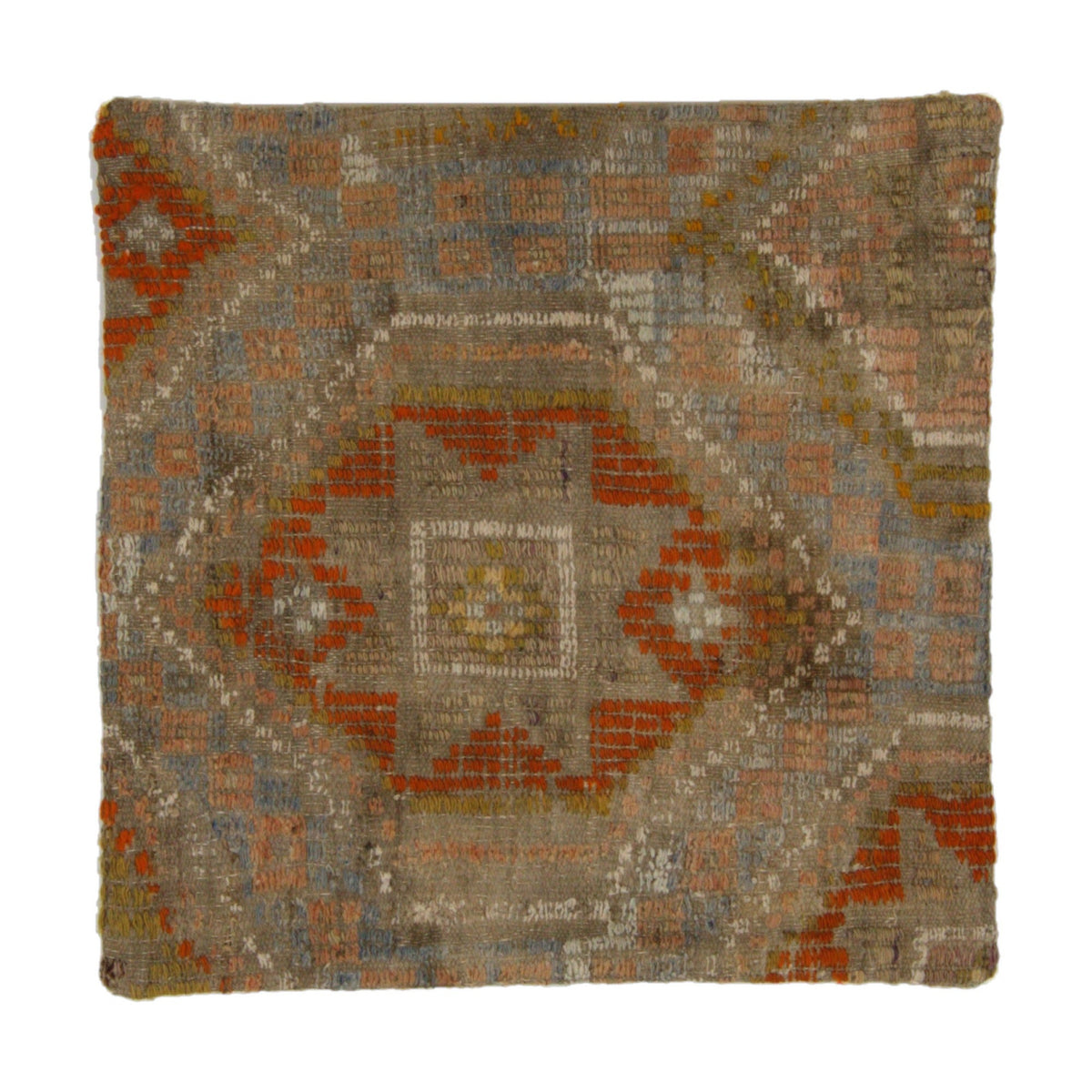Rust & Grey vintage rug medallion pillow cover 20" x 20" - PC-MED-RUS-5050-002 - Arconiz